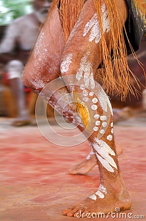 Yirrganydji Aboriginal man dance during Aboriginal culture show Stock Photo