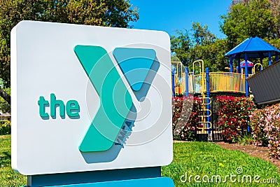 YMCA sign at nonprofit organization club location Editorial Stock Photo