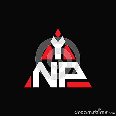 YNP triangle letter logo design with triangle shape. YNP triangle logo design monogram. YNP triangle vector logo template with red Vector Illustration