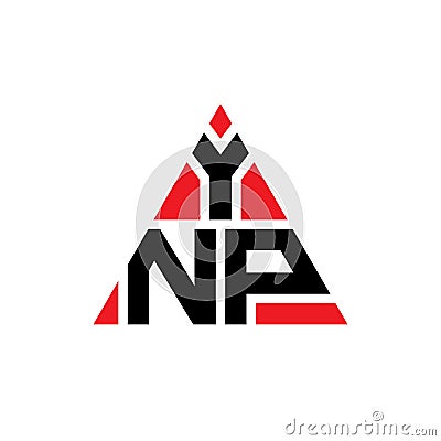 YNP triangle letter logo design with triangle shape. YNP triangle logo design monogram. YNP triangle vector logo template with red Vector Illustration