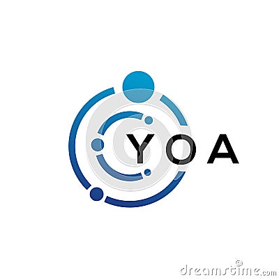 YOA letter technology logo design on white background. YOA creative initials letter IT logo concept. YOA letter design Vector Illustration