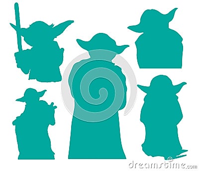 Yoda Star Wars silhouettes EPS vector clipart cutting files Vector Illustration