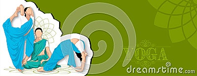 21 june-international yoga day,Indian lady body posture in sadi Vector Illustration