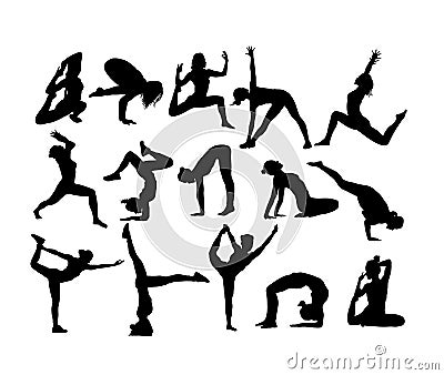 Yoga Activity Silhouettes Vector Illustration