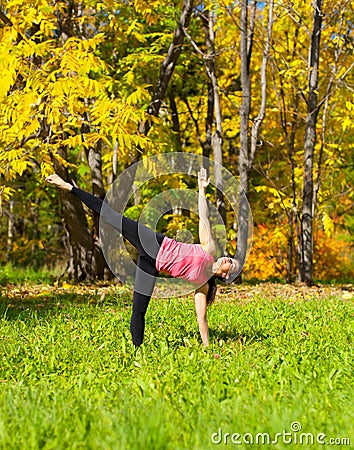 Yoga Ardha chandrasana pose Stock Photo