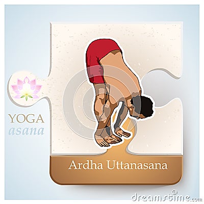 YOGA Asana Ardha Uttanasana Vector Illustration