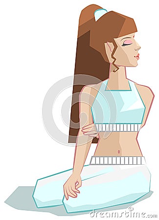 Yoga asana. Girl sits in pose Bharadvadzhasana Vector Illustration