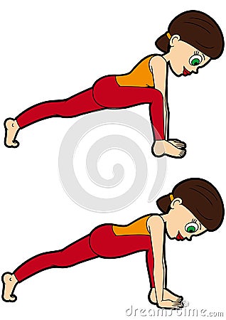 Yoga asana set lunge pose variations Vector Illustration