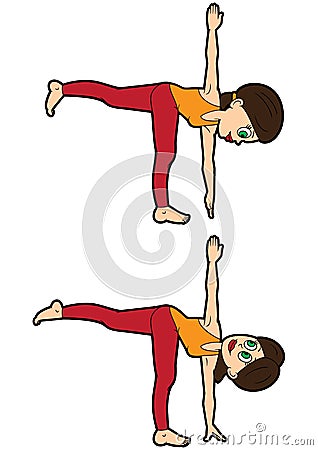 Yoga asana set revolved half moon pose Vector Illustration