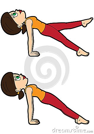 Yoga asana set upward plank Vector Illustration