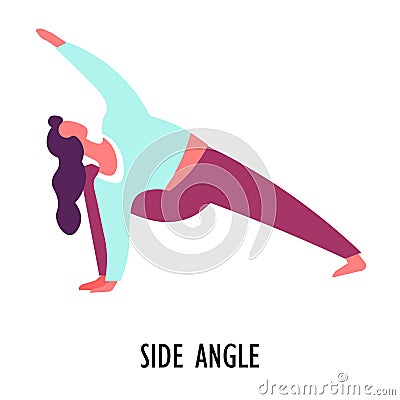 Side angle pose, yoga asana or position, sport or fitness Vector Illustration