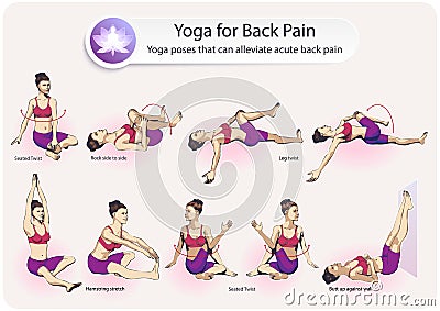 Yoga For Back Pain Vector Illustration