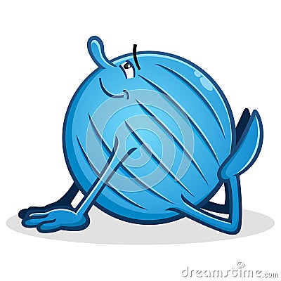 Yoga Ball Cartoon King Cobra Pose Vector Illustration