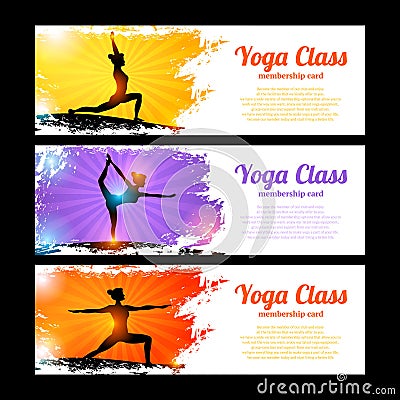 Yoga Banner Set Vector Illustration