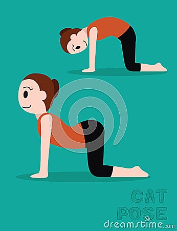 Yoga Cat Pose Cartoon Vector Illustration Vector Illustration