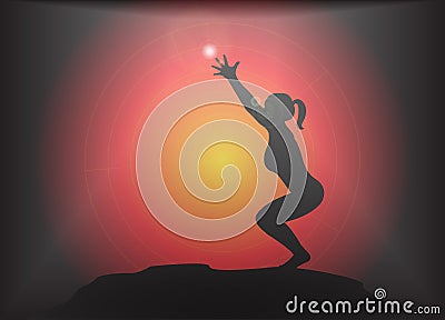 Yoga Chair Pose Glare Background Stock Photo