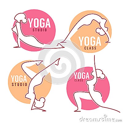 Yoga Class, Women Poses For Your Logo Vector Illustration