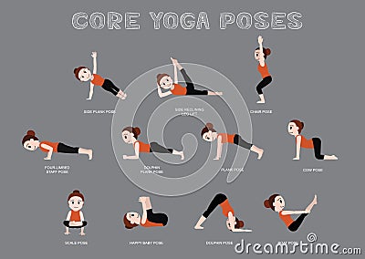 Yoga Core Poses Vector Illustration Vector Illustration