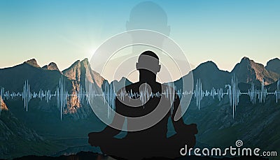 Yoga cosmic space meditation illustration Cartoon Illustration