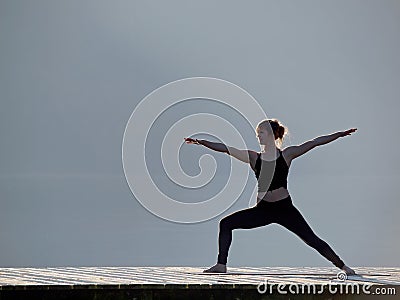 Yoga by Cultus lake near Chilliwack Stock Photo