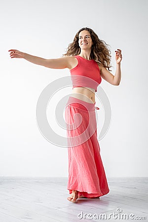 yoga dance inspired woman female energy happy Stock Photo