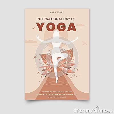 Yoga Day Flyer Template Vector Illustration
