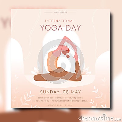 Yoga Day Flyer Template Vector Illustration