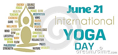 Yoga Day White Tagcloud Shape Stock Photo