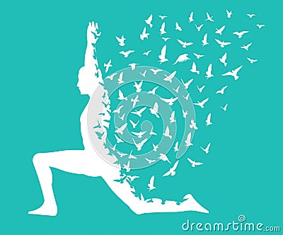 Yoga day/yoga infographic with birds flying design, templates for spa center or yoga studio Vector Illustration