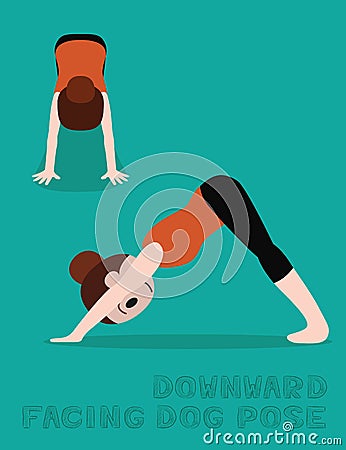 Yoga Downward Facing Dog Pose Cartoon Vector Illustration Vector Illustration