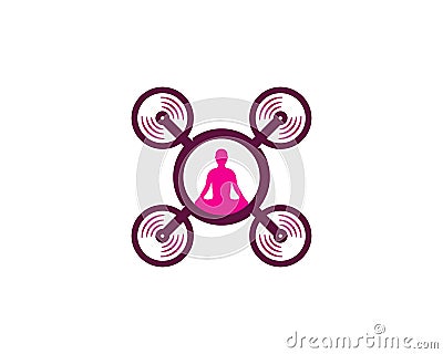 Yoga Drone Logo Icon Design Vector Illustration