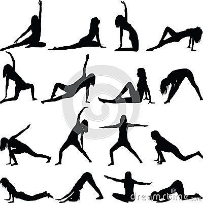 Yoga exercise silhouette vector Vector Illustration