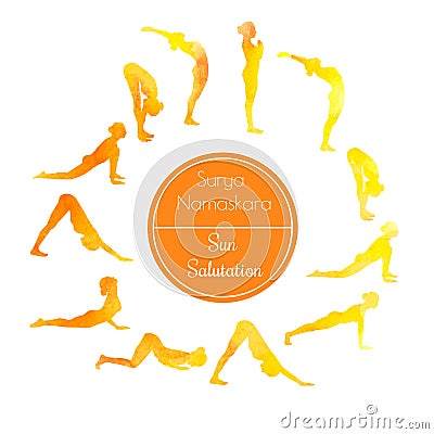 Yoga exercise Sun salutation Cartoon Illustration