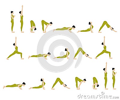 Yoga exercises set. Vector Illustration