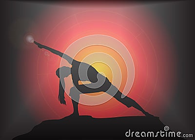 Yoga Extended Angle Pose Glare Background Stock Photo