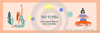 Yoga fitness classes and meditation courses banner or flyer Cartoon Illustration