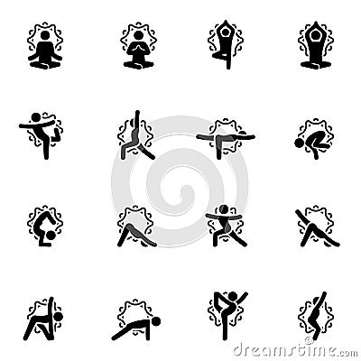 Yoga Fitness and Meditation Icon Set. Flat Design Isolated Illustration. Vector Illustration