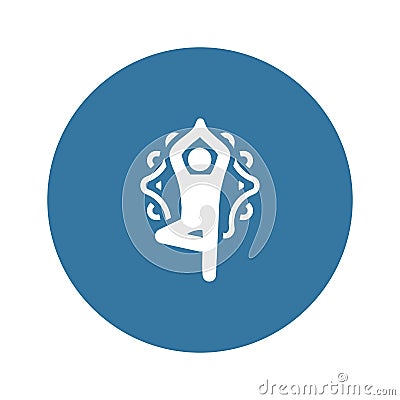 Yoga Fitness Tree Pose Icon. Flat Design Isolated Illustration. Vector Illustration