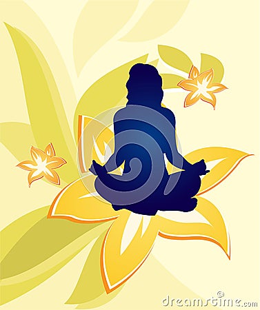 Yoga floral woman vector Vector Illustration