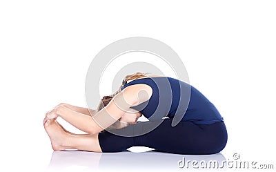 Yoga forward bending pose Stock Photo