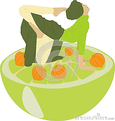 Yoga with fruits Vector Illustration