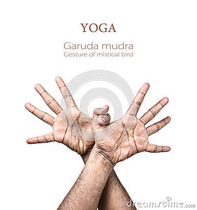 Yoga Garuda mudra Stock Photo