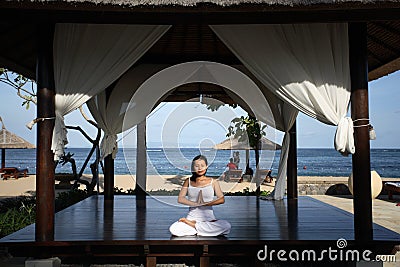 Yoga in a Gazebo Stock Photo