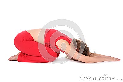 Yoga girl lie Stock Photo