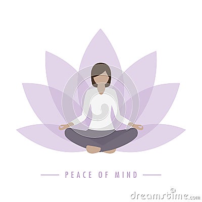 yoga girl lotus flower background peace of mind Vector Illustration