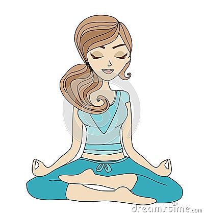 Yoga girl in lotus position Vector Illustration