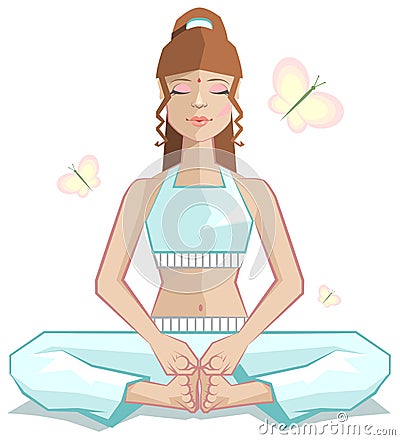 Yoga. The girl meditates in a pose of a butterfly Vector Illustration