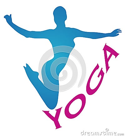 Yoga girl meditation sports figure blue Vector Illustration