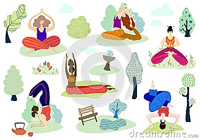 Yoga girls vector Set Vector Illustration