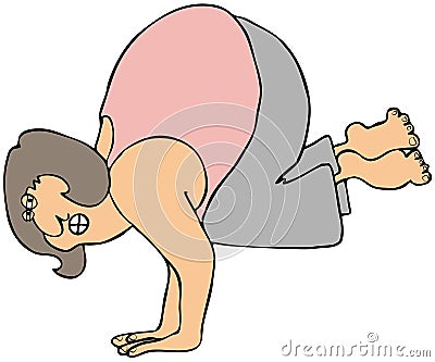 Yoga handstand Cartoon Illustration